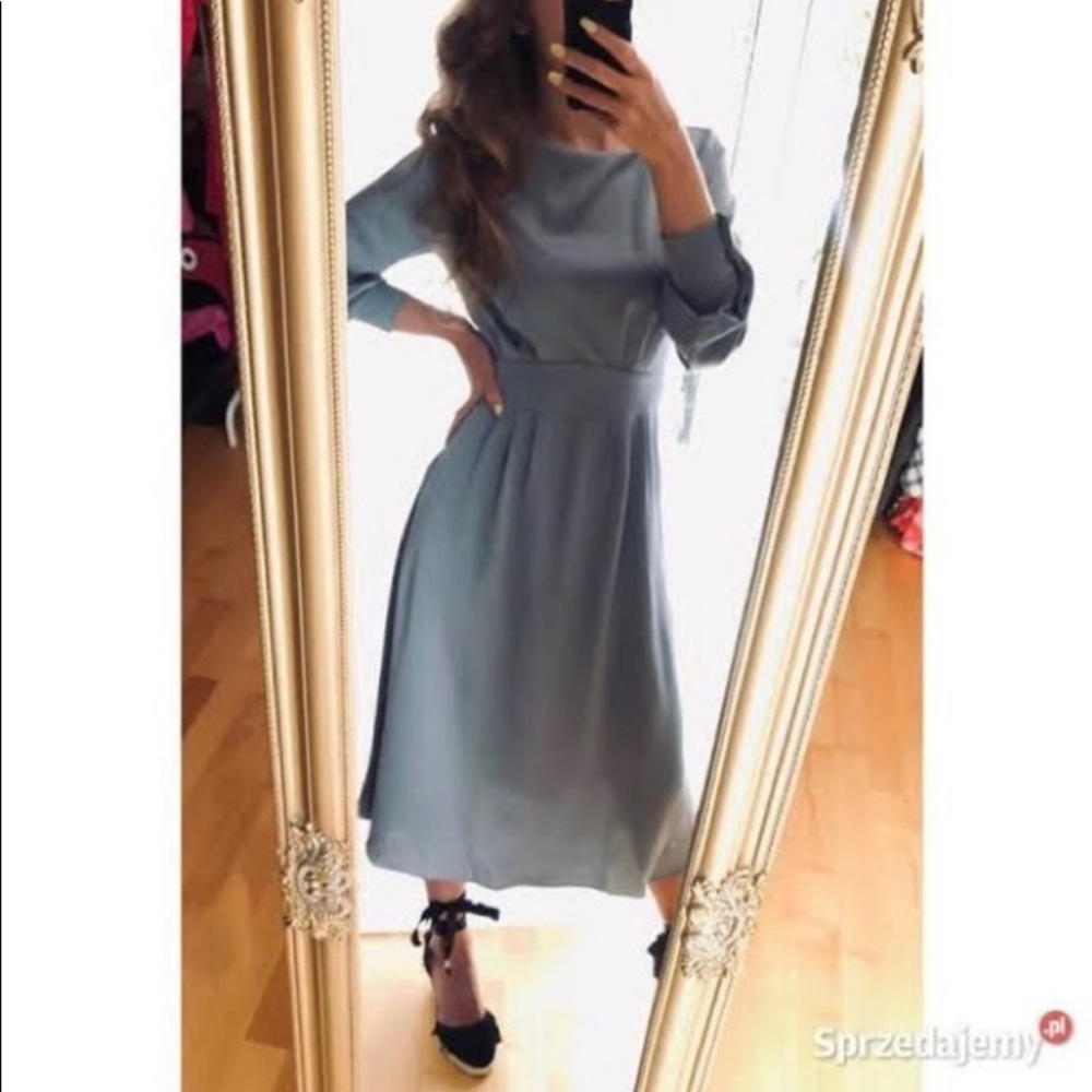 𝅺GIULIVA Heritage X H&M Prairie Long Sleeve Satin MIDI Dress